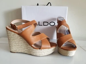 NEW ALDO PLATFORM WEDGE HEELS SANDALS Size 11 Camel Women's Shoes - Picture 1 of 12