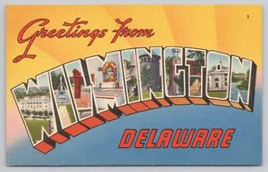 Wilmington Delaware, Großbrief Grüße, Vintage Postkarte - Bild 1 von 2
