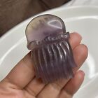 Purple Fluorite Jelly Fish 5.2cm 54g Natural Crystal Stone Carving Healing Deco