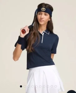 Brand New Wilson CENTER COURT SEAMLESS CROP POLO Navy Size XS - Picture 1 of 10