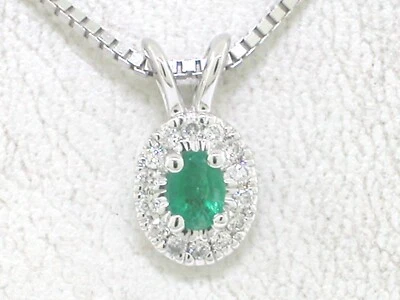 Feiner Smaragd Anhänger 585 Weißgold 14Kt natürlicher Smaragd  14 Brillanten - Bild 1 von 4