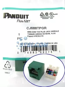 Panduit CJ688TPGR Cat6 Mini-Com Jack Module, Green ~STSI - Picture 1 of 3