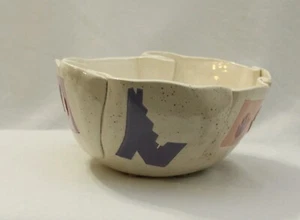 Cuenco de cerámica artística vintage BARBARA DEMERY 12" forma libre pellizcada años 90 - Imagen 1 de 6