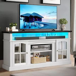LED TV Stand with Power Outlets for 70 Inch Media Console Entertainment Center - Picture 1 of 9
