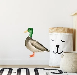 Calcomanía de pared de tela de pato mallardo pegatina de pared de pájaro bosque animales vivero - Imagen 1 de 7