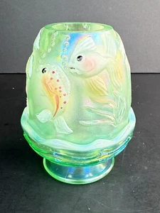 Fenton Atlantis Koi Fish Green Hand-Painted Fairy Light Lamp - Picture 1 of 9