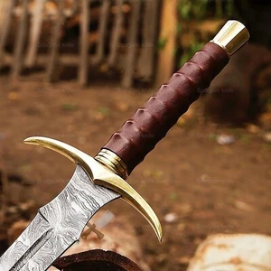 Handmade Damascus Steel Double Edge Viking Sword Battle Ready Sword With Sheath - Picture 1 of 5