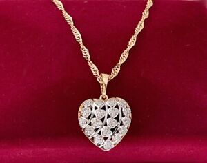 Deluxe Halskette Herz Anhänger Zirkonia Kristalle 750er Gold 18K vergoldet Damen