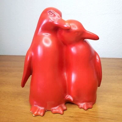 Royal Doulton Trial Piece Red Glaze Double Penguins Figurine RARE Ceramics  - Image 1 of 4