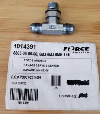 6803-06-06-06 ORB Male 3/8" to JIC Male 3/8" Branch Tee Hydraulic Fitting - Image 1 of 4