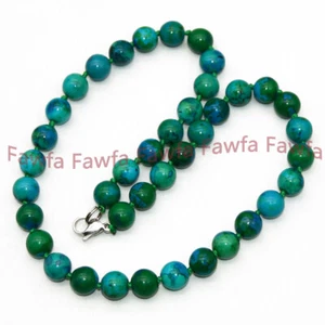 6/8/10/12mm Green Azurite Chrysocolla Round Gems Beads Jewelry Necklace 18-58'' - Picture 1 of 13
