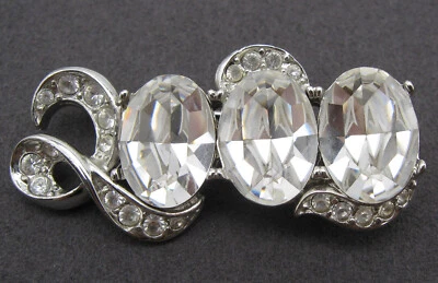 Vintage Signed JOAN RIVERS Crystal MILLENNIUM 2000 Silver Tone Brooch Pin 1 5/8" - Image 1 of 3