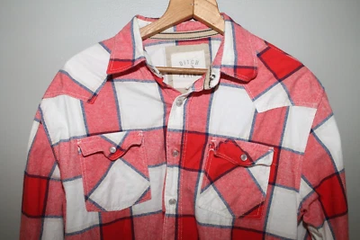 Ditch Plains Cotton Red Windowpane Plaid Flannel Western Shirt M 42 Chest Cowboy - Image 1 of 4