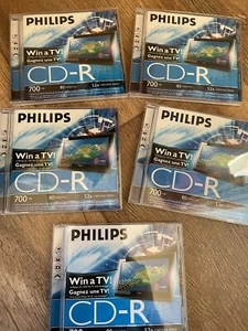 5 x Philips CD-R 700MB 80 Minutes 52x Cert Speed Recordable CD in Jewel Case - Picture 1 of 3