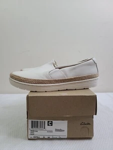 Clarks Women Marie Sail Slip-on Flat Loafer White Blanc size 8 - Picture 1 of 6