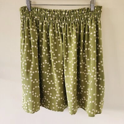 Falda Corey Lynn Calter Anthropologie Mujer L Verde Lunares Acampanada Elástica Foto 1 de 3