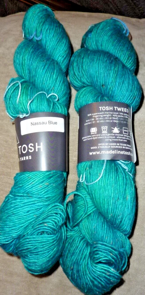 2 SKEINS OF MADELINETOSH TOSH TWEED- NASSAU BLUE- NEW - Image 1 of 1