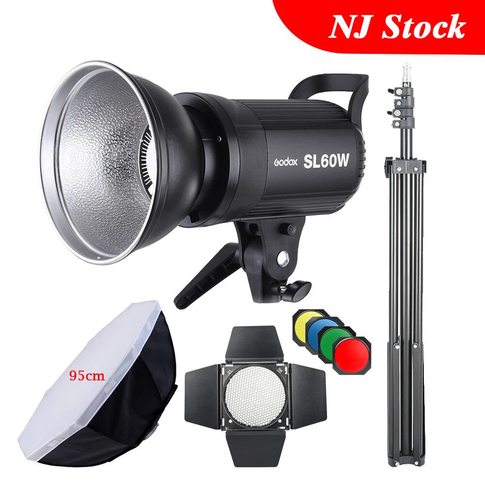 Godox SL-60W LED Video Camera Continuous Light 95cm Softbox BD-04 Barn Door - Image 1 of 4