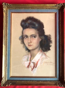 F J MARTIN PORTRAIT PAINTING OF WOMEN SIGNED - Picture 1 of 4