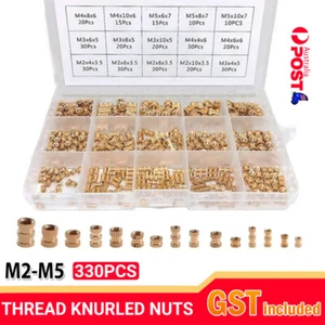 330pcs M2-M5 Thread Knurled Brass Threaded Heat Set Heat Resistant Insert AU - Picture 1 of 11