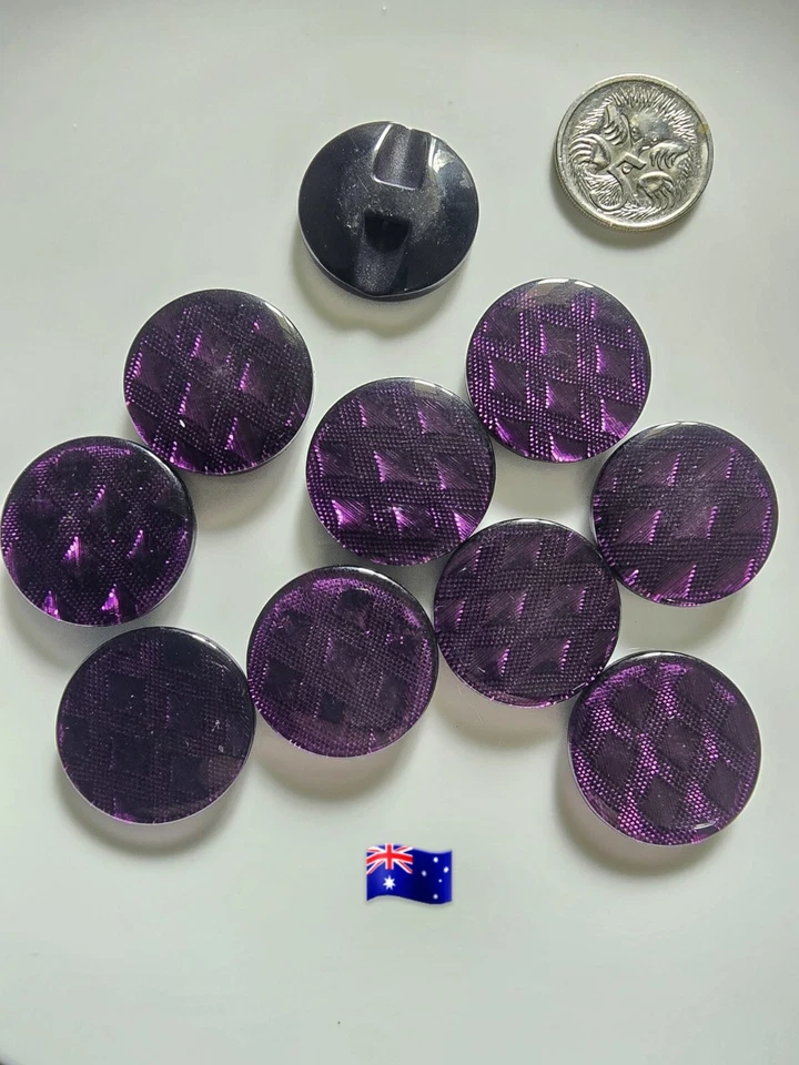 10pcs 22mm Purple Pattern Acrylic 2 Hole Shank Buttons - Image 1 of 1
