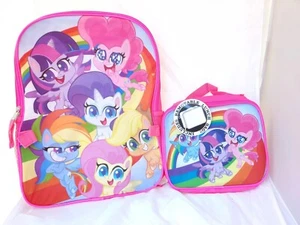 My Little Pony Girls School Backpack Lunch Box Set Rainbow Dash Pink Book Bag - Picture 1 of 2