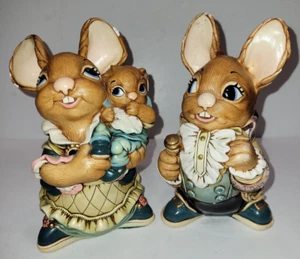 Vtg 1960s Pendelfin Figurines Mother w/ Baby & Father Rabbit (Large 7.5-inches) - Picture 1 of 20