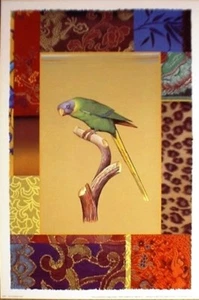 art print PLUM HEADED PARROT Jaggu Prasad green tropical bird 11x16 - Picture 1 of 1