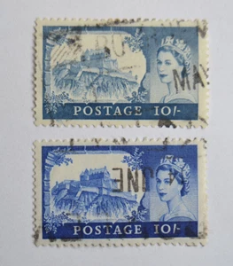 QEII Stamp GB QE2 Castle 10S Different Blue Shades Variety - Picture 1 of 8