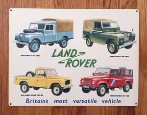 Land Rover Defender Range Jeep Off Road 4WD SWB LWB UK Vintage Poster Metal Sign - Picture 1 of 3