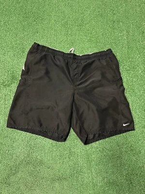 Vintage Y2K Nike Shorts Mens XL Black (40x7) Mesh Lined Swim Trunks Silver Tag - Image 1 of 4