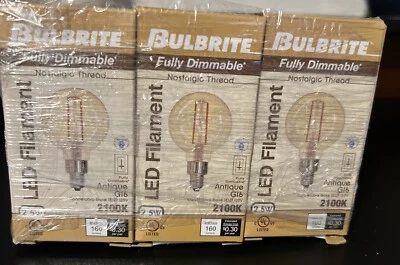 Bulbrite 776906 LED Filament Dimmable Light Bulb Lot 2100K G16 Candelabra Base - Image 1 of 4