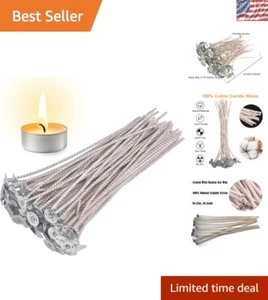 100 umweltfreundliche 6 Zoll vorgewachste Kerzendochte mit Metallsockel zum Basteln - Bild 1 von 10