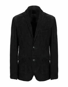 Black Leather Blazer Men Pure Suede Coat Jacket 2 Button Size S M L XL XXL - 019 - Picture 1 of 8