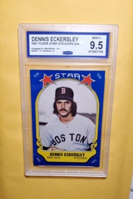 Graded 9.5 Fleer Star Sticker 1981 DENNIS ECKERSLEY  - Image 1 of 2
