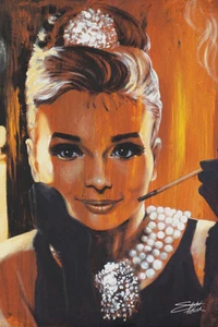ACTRESS POSTER Audrey Hepburn Breakfast Steven Fishwick - Picture 1 of 1