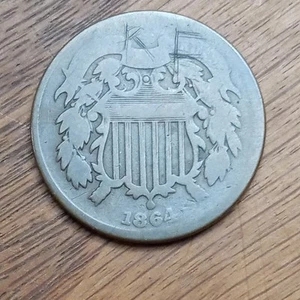 1864 TWO CENT PIECE 2¢ - Picture 1 of 4