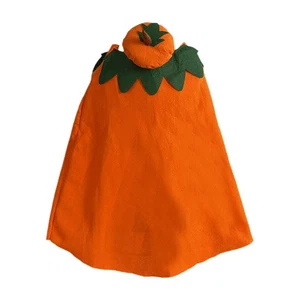 Kids Pumpkin Cloak Pumpkin Cape Cosplay with Headwear for Carnival Masquerade - Picture 1 of 6