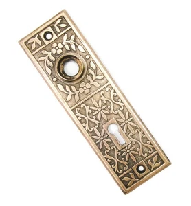 Una placa de puerta antigua victoriana Eastlake vintage recuperada salvamento - Imagen 1 de 3