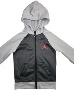 Air Jordan Full Zip Hoodie Gray Black Boys Size 4 3/Yrs - Picture 1 of 6