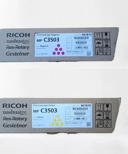 RICOH MP C3503 BUNDLE YELLOW + MAGENTA TONER CARTRIDGE PRINT 💥 GENUINE SEALED💥 - Photo 1/5