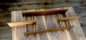 Scaffale espositore vintage MCM legno montaggio a parete mensola pieghevole mandrino 34x13x4" - Foto 1 di 5