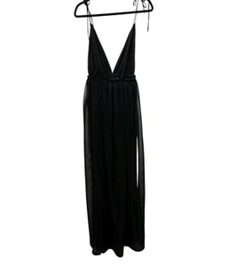 Lucy In The Sky LA Black Sheer Dress Long Maxi Shorts Under Skirt Womens Size L - Picture 1 of 12