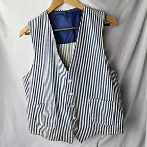 Gilet Lee vintage blu bianco a righe denim jeans uomo taglia 42R tasche *leggi - Foto 1 di 9