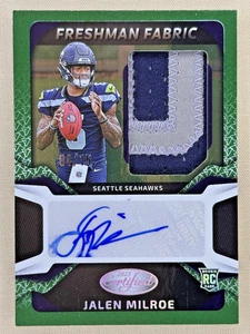 Parche grabado verde Jalen Milroe RC 2025 certificado Panini automático/15 Seahawks - Imagen 1 de 2