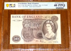 Great Britain England 10 Pounds ND(1966-70) P376b PCGS BANKNOTE 40 PPQ NOTE - Picture 1 of 4