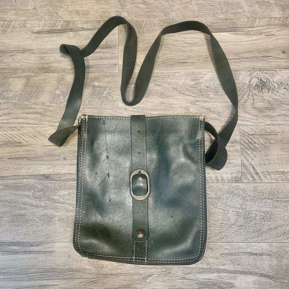 Patricia Nash Venezia 皮革按扣斜挎包袋深绿色 — 第 1/4 张图片
