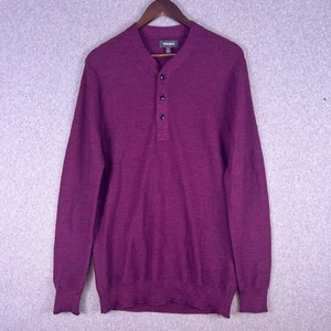 Bonobos Sweater Men's Medium Burgundy 100% Extra Fine Merino Wool Henley Classic - Picture 1 of 10