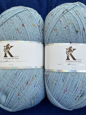 2 x 400g Knitco Aran With Wool Tweed In Blue - Image 1 of 4