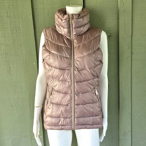 CALVIN KLEIN Dusky Rose Zip Front Puffa Vest Gilet Small S - Picture 1 of 4